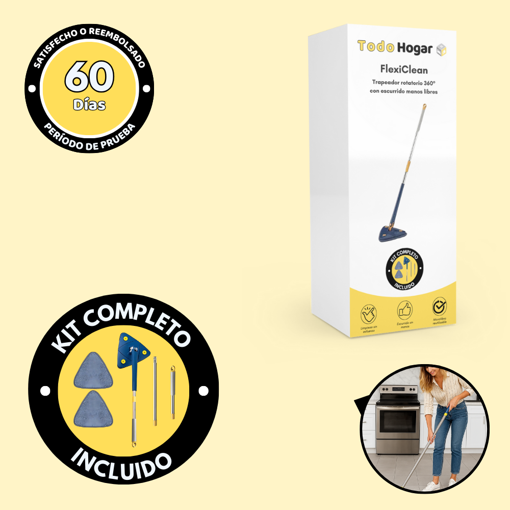FlexiClean – Trapeador rotatorio 360° con escurrido manos libres