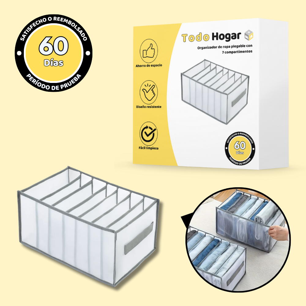 Organizador de ropa plegable con 7 compartimentos