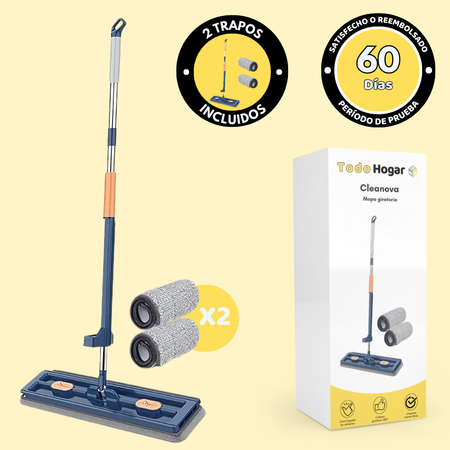 Cleanova – Trapeador giratorio con cubeta exprimidora manos libres