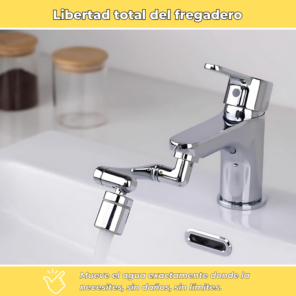 Aquaflex - Extensión de Grifo 1440° Giratoria - Ahorrador de Agua Integrado