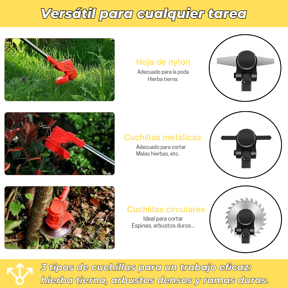 D80 PRO Desbrozadora Inalámbrica de Alta Potencia – Corta Pasto, Arbustos y Ramas Gruesas
