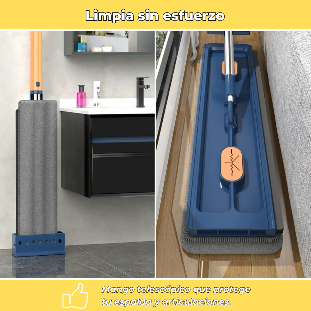 Cleanova – Trapeador giratorio con cubeta exprimidora manos libres