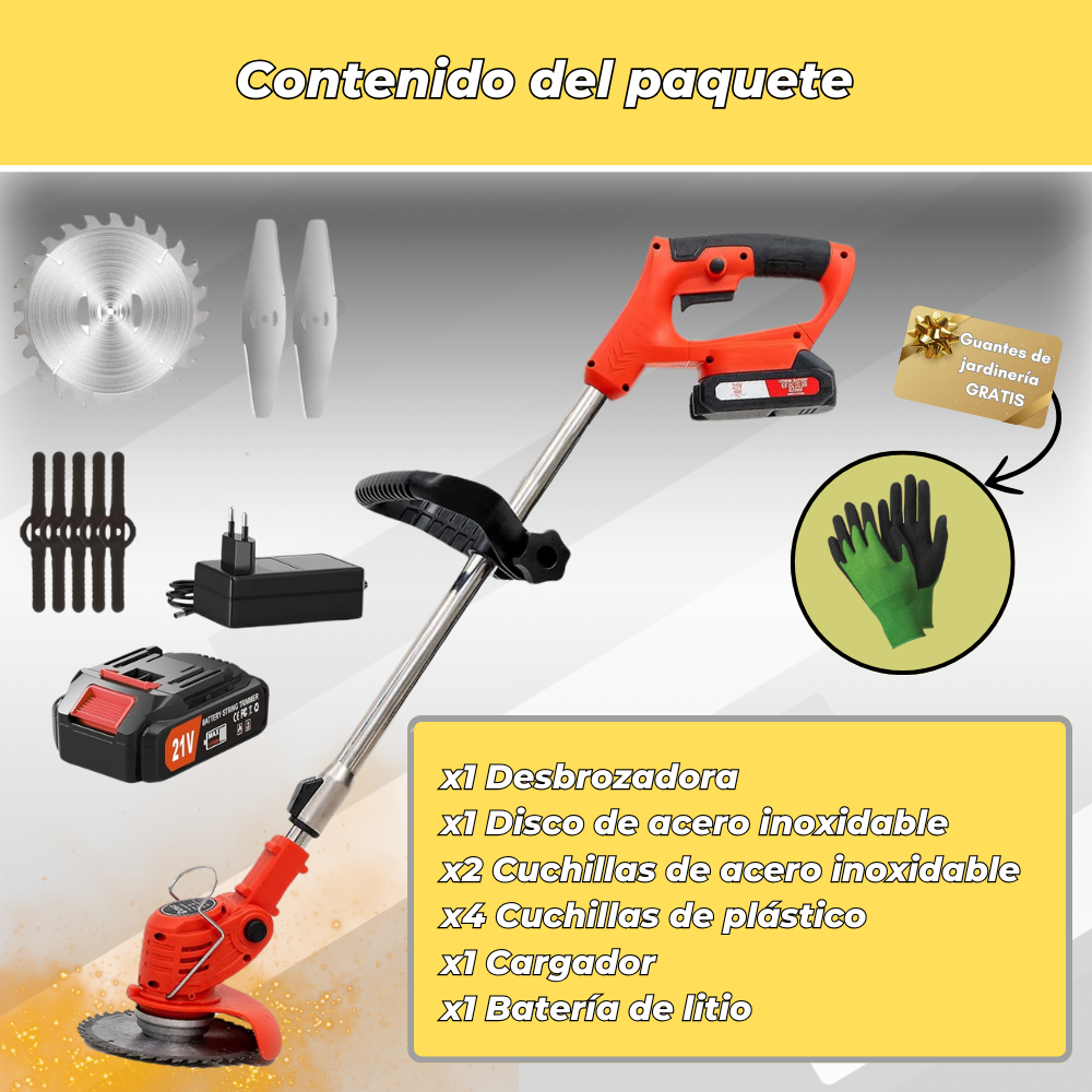 D80 PRO Desbrozadora Inalámbrica de Alta Potencia – Corta Pasto, Arbustos y Ramas Gruesas