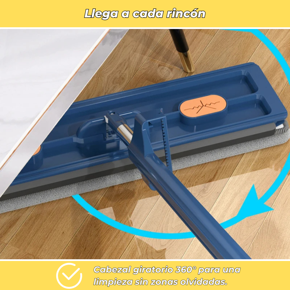 Cleanova – Trapeador giratorio con cubeta exprimidora manos libres