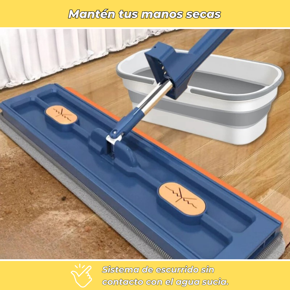 Cleanova – Trapeador giratorio con cubeta exprimidora manos libres